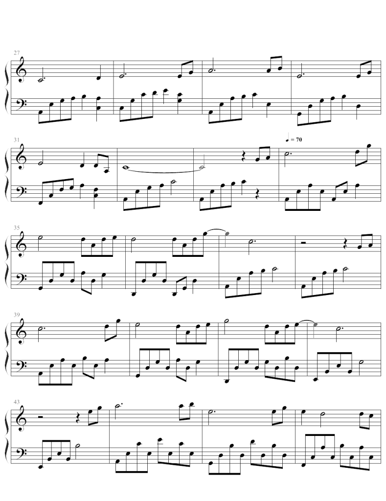 何须问 钢琴谱 - 电影《白蛇 缘起》主题曲