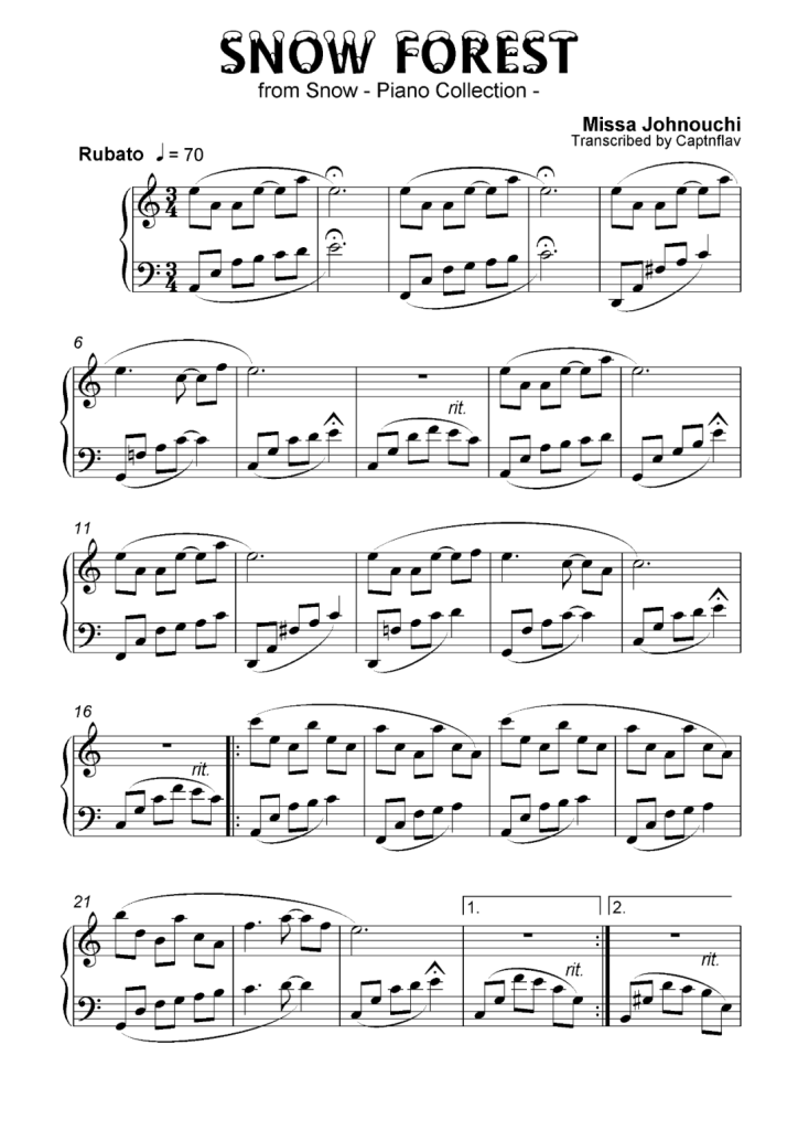Snow forest 钢琴谱 - Missa Johnouchi
