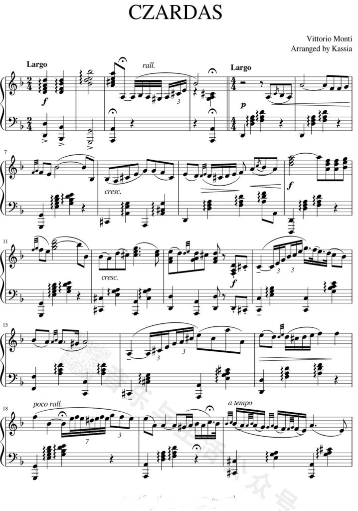 查尔达什舞曲 钢琴谱