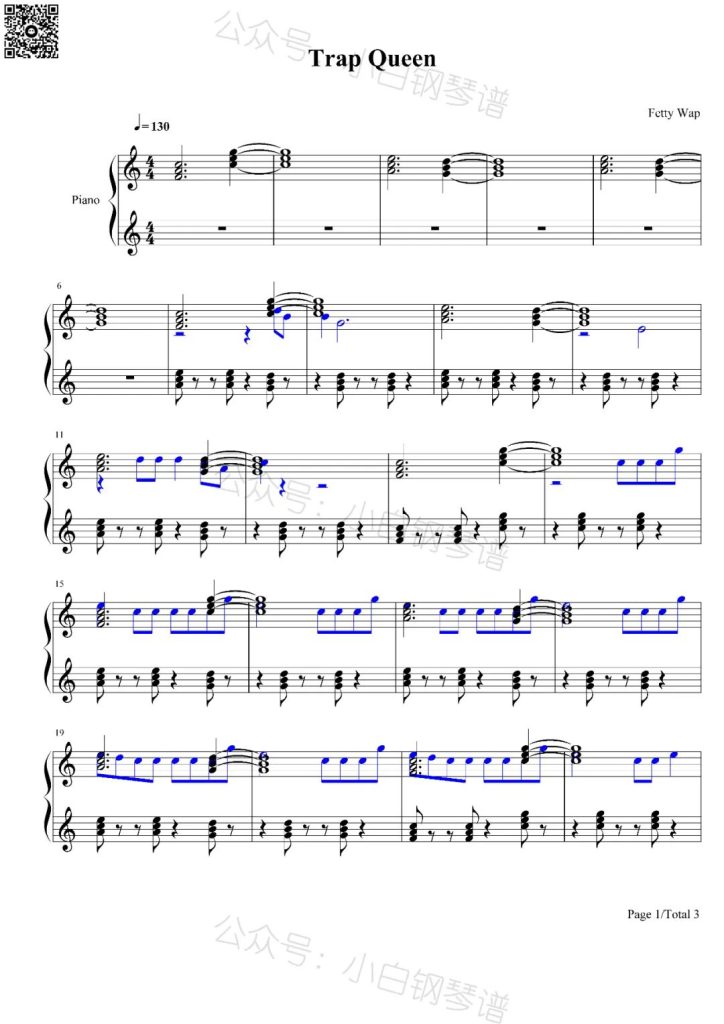 Trap Queen 钢琴曲谱 - Fetty Wap