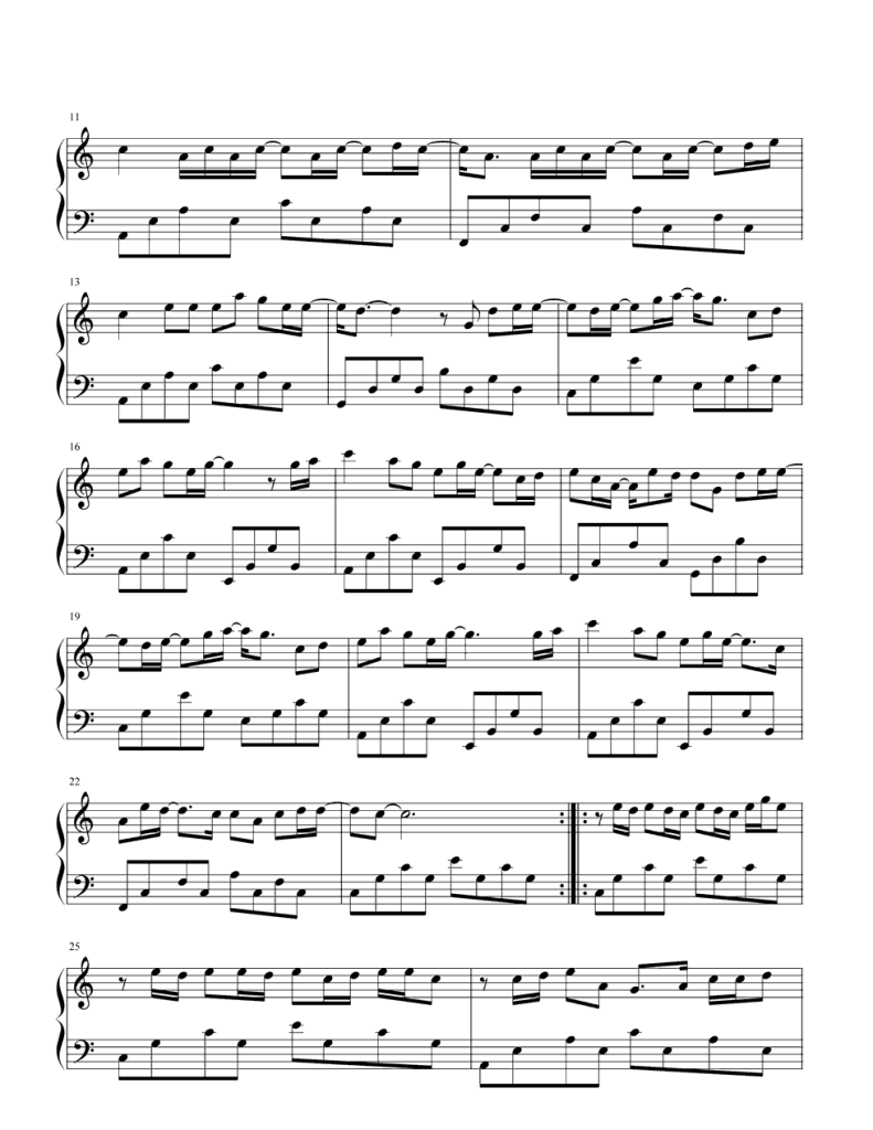 发如雪 钢琴谱 - 周杰伦