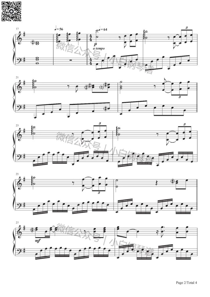 落叶 Les Feuilles Mortes 钢琴曲谱- 理查德 克莱德曼