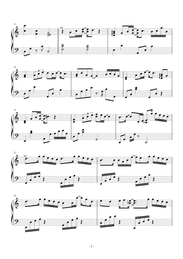 星空剪影 钢琴曲谱 - 蓝心羽