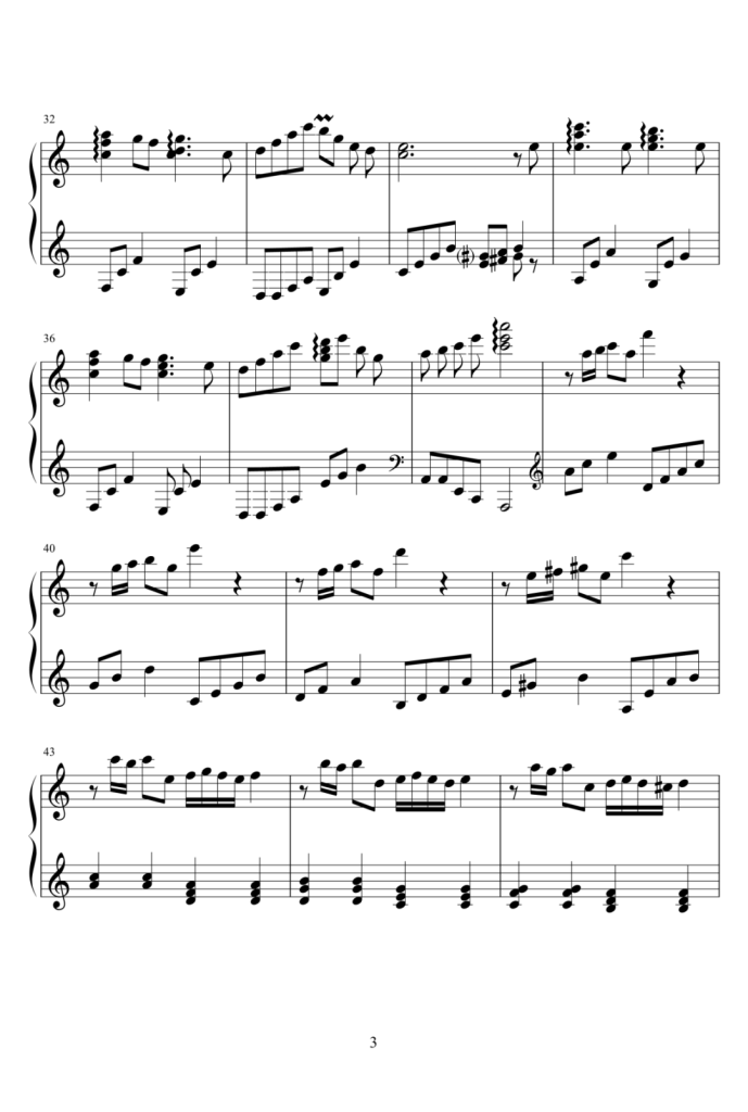 更替的四季 钢琴曲谱 - 魔女宅急便插曲 - 久石让