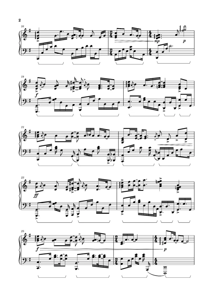 指纹 钢琴曲谱