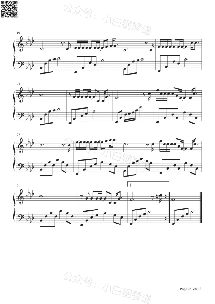 有没有人告诉你 钢琴曲谱 - 陈楚生