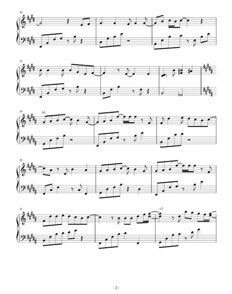 篇章 钢琴曲谱-张韶涵&王赫野