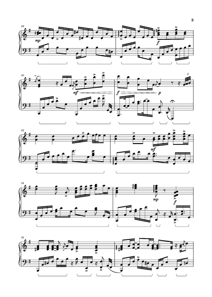 指纹 钢琴曲谱