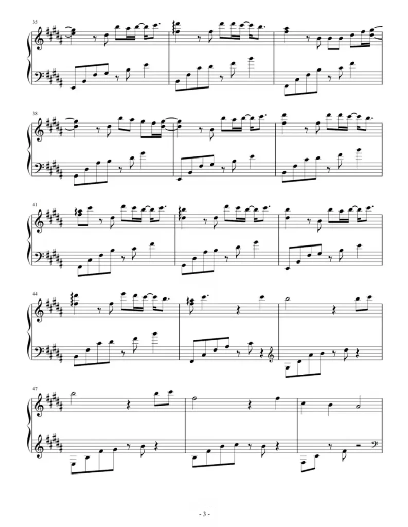 篇章 钢琴曲谱-张韶涵&王赫野