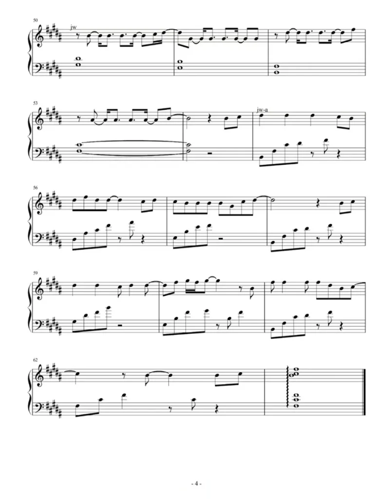 篇章 钢琴曲谱-张韶涵&王赫野