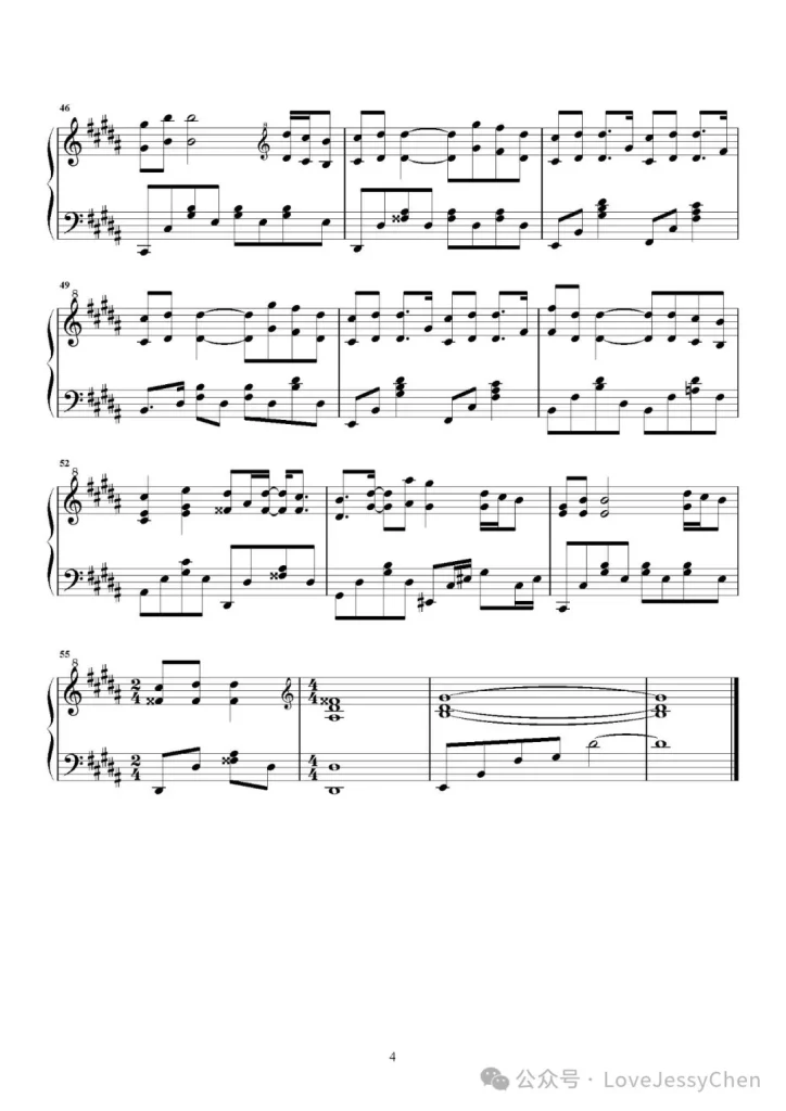 紫荆花盛开 - 钢琴曲谱 - 李荣浩/梁咏琪 