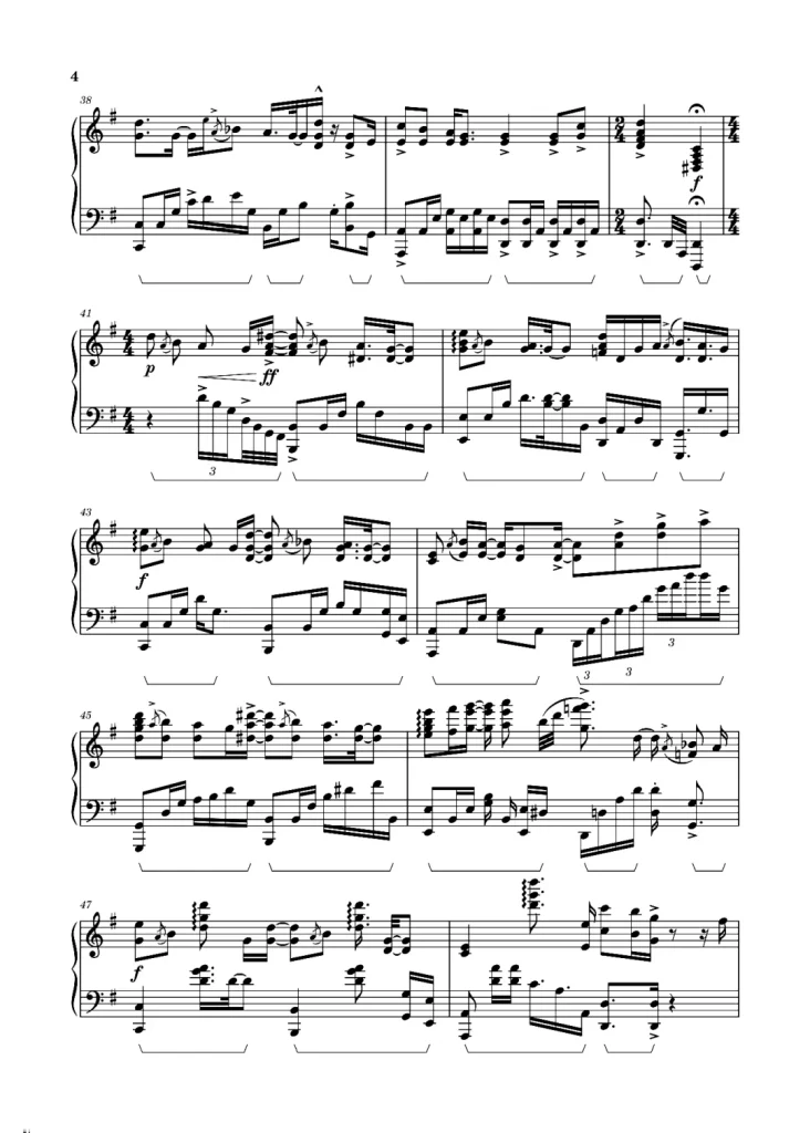 指纹 钢琴曲谱
