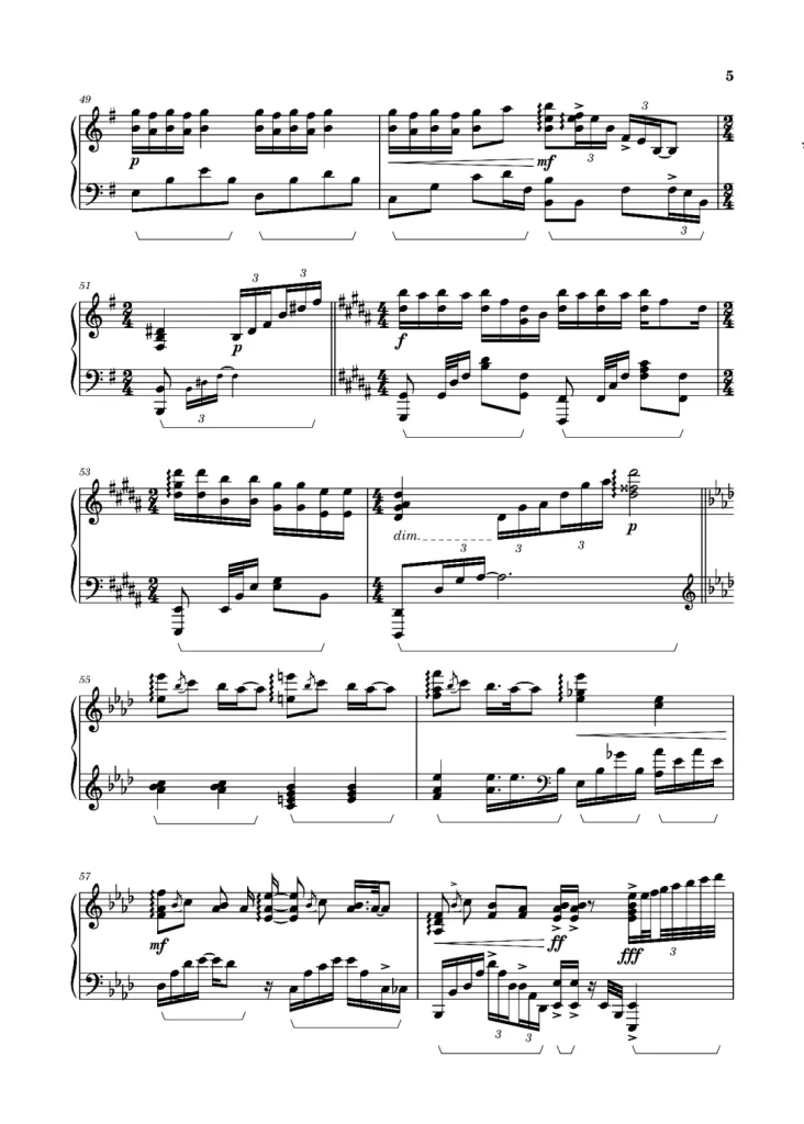 指纹 钢琴曲谱
